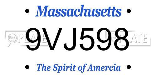 9VJ598 Massachusetts License Plate