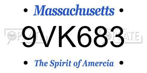 9VK683 Massachusetts License Plate