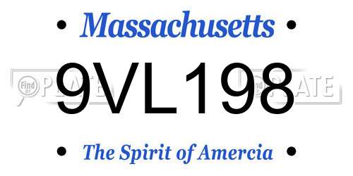 9VL198 Massachusetts License Plate