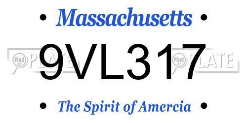 9VL317 Massachusetts License Plate