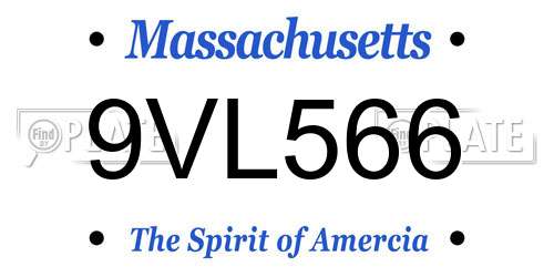 9VL566 Massachusetts License Plate