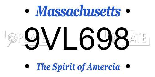 9VL698 Massachusetts License Plate