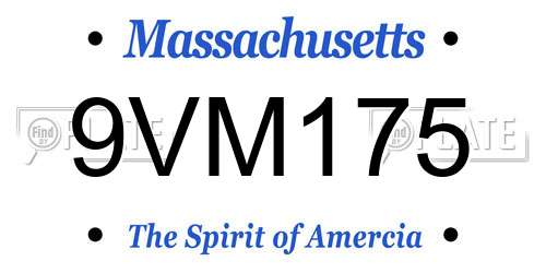 9VM175 Massachusetts License Plate