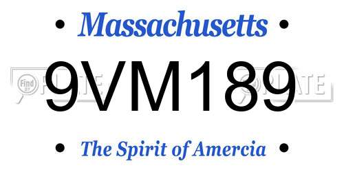 9VM189 Massachusetts License Plate