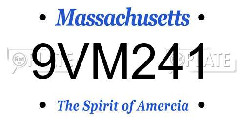9VM241 Massachusetts License Plate