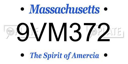 9VM372 Massachusetts License Plate