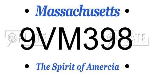 9VM398 Massachusetts License Plate