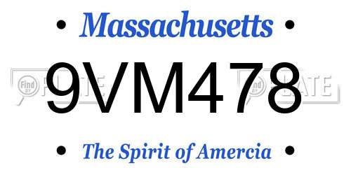 9VM478 Massachusetts License Plate