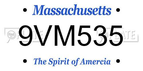 9VM535 Massachusetts License Plate