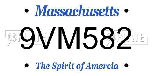 9VM582 Massachusetts License Plate