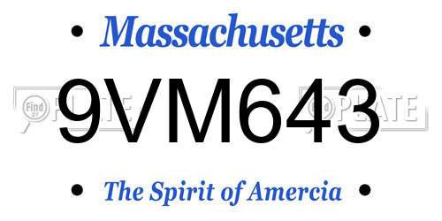 9VM643 Massachusetts License Plate