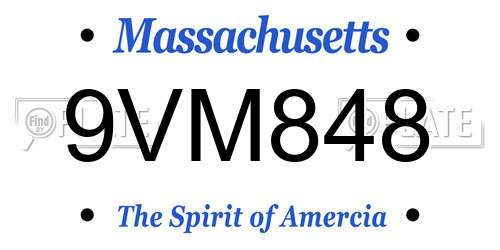 9VM848 Massachusetts License Plate