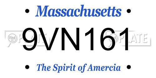 9VN161 Massachusetts License Plate
