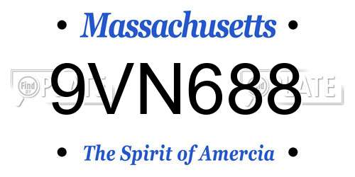 9VN688 Massachusetts License Plate