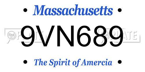 9VN689 Massachusetts License Plate