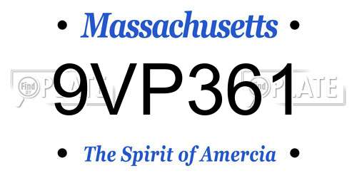 9VP361 Massachusetts License Plate