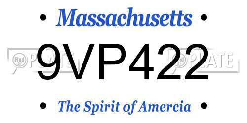 9VP422 Massachusetts License Plate
