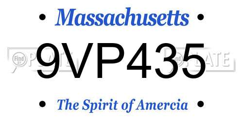 9VP435 Massachusetts License Plate