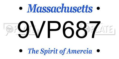 9VP687 Massachusetts License Plate