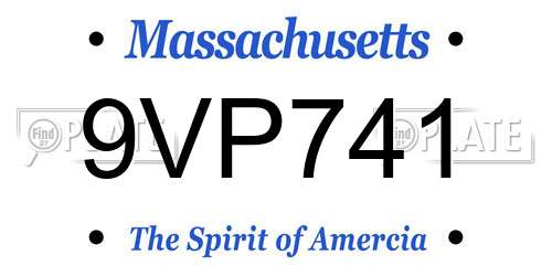 9VP741 Massachusetts License Plate