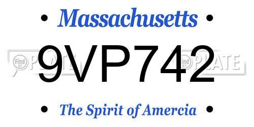 9VP742 Massachusetts License Plate