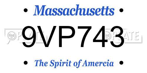 9VP743 Massachusetts License Plate