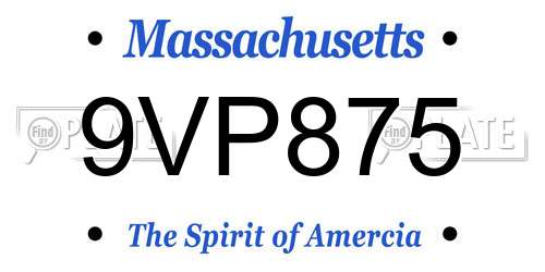 9VP875 Massachusetts License Plate
