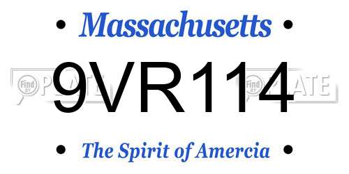 9VR114 Massachusetts License Plate