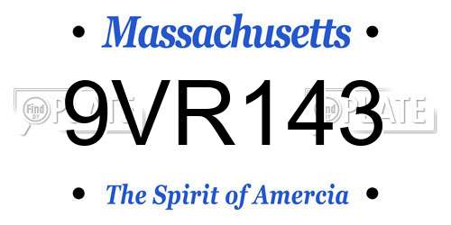9VR143 Massachusetts License Plate