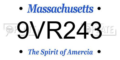 9VR243 Massachusetts License Plate