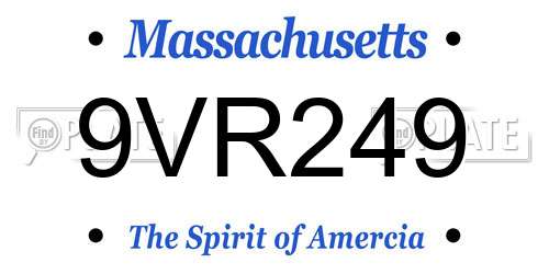 9VR249 Massachusetts License Plate