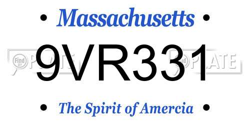 9VR331 Massachusetts License Plate