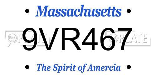 9VR467 Massachusetts License Plate