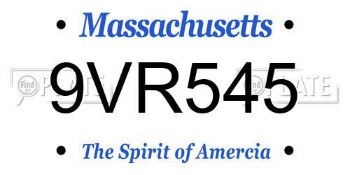 9VR545 Massachusetts License Plate