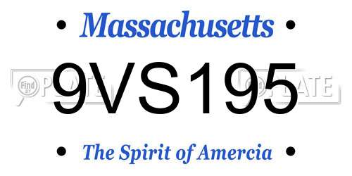 9VS195 Massachusetts License Plate