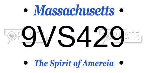 9VS429 Massachusetts License Plate