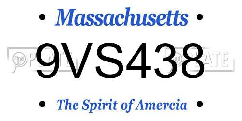 9VS438 Massachusetts License Plate