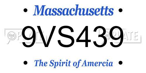 9VS439 Massachusetts License Plate