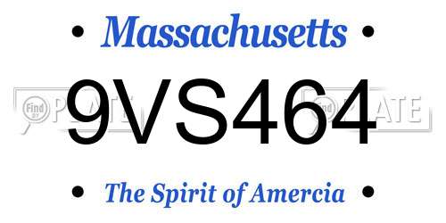 9VS464 Massachusetts License Plate
