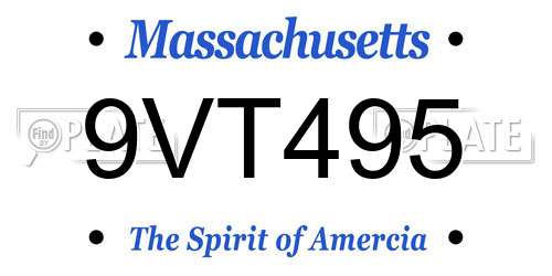 9VT495 Massachusetts License Plate