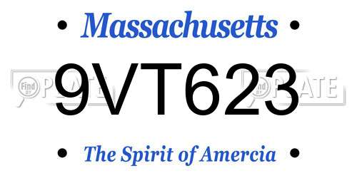 9VT623 Massachusetts License Plate