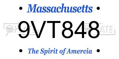 9VT848 Massachusetts License Plate