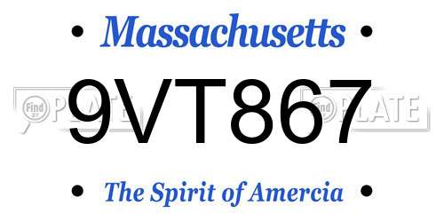 9VT867 Massachusetts License Plate