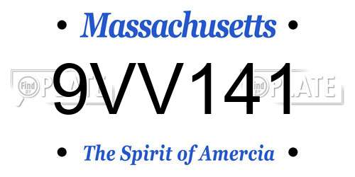 9VV141 Massachusetts License Plate