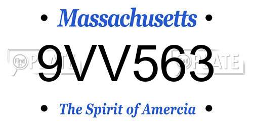 9VV563 Massachusetts License Plate