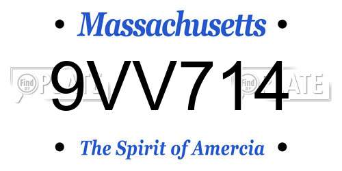 9VV714 Massachusetts License Plate