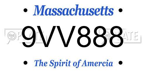 9VV888 Massachusetts License Plate