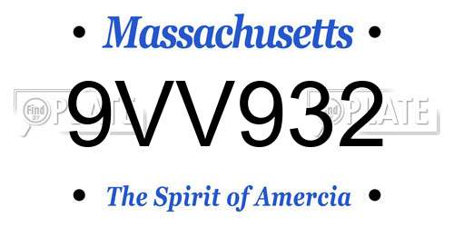9VV932 Massachusetts License Plate