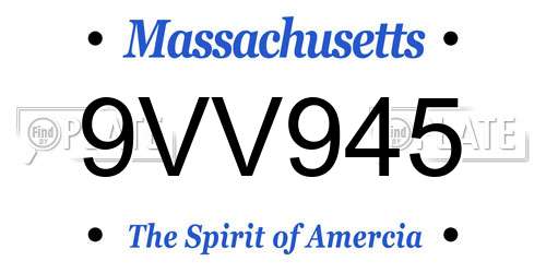 9VV945 Massachusetts License Plate
