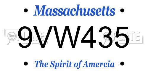 9VW435 Massachusetts License Plate